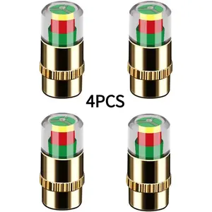 4-Piece Car Tire Pressure Monitor Set, External Tire Pressure Sensor Indicator, 3 Color Eye Alert for Motorbikes Bicycles Automotive Vehicle