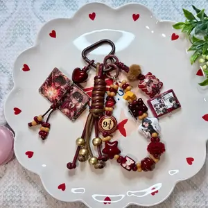 Wizard Inspired Bag Charm Keychain with Beaded Design and Unique Charms for Accessory Enthusiasts