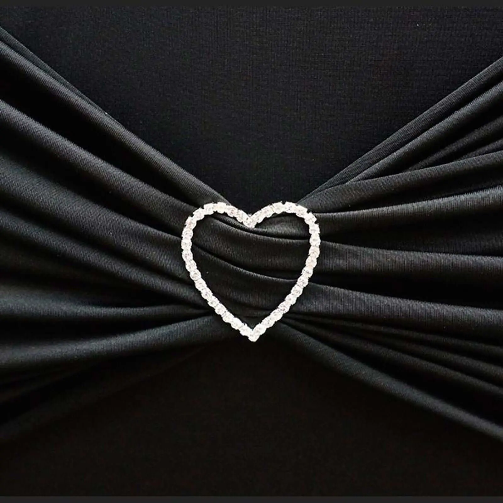 Silver Heart Rhinestone Buckle, 2" Metal Accent with Safety Pin for Wedding Chair Sashes, DIY Belts & Event Decor, Rhinestone Buckles Belt, Decor Belt