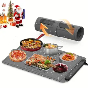 Warming Mat for Food Full Surface Heating 3 Modes Electric Heating Tray Keep Food Warm or Defrost Suitable for Daily Home Use Parties Multifunctional Rollable Foldable Design 24.6*15.9*0.98 inches Safe Operation Uniform Heating