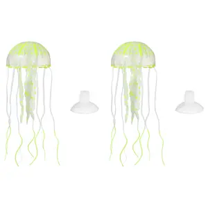 PETAXCELL Jellyfish Aquarium Decoration Fish Tank Decorations Jelly Fish Aquarium Glowing Fake Jellyfish Silicone Ornaments 2pcs Intended for Tank Decor