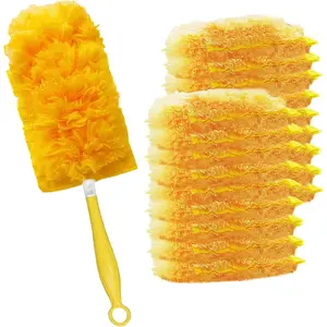 Duster Refills with Handle,Static Dust Removal Brush Kit Disposable Replacement Head Compatible with Swiffer