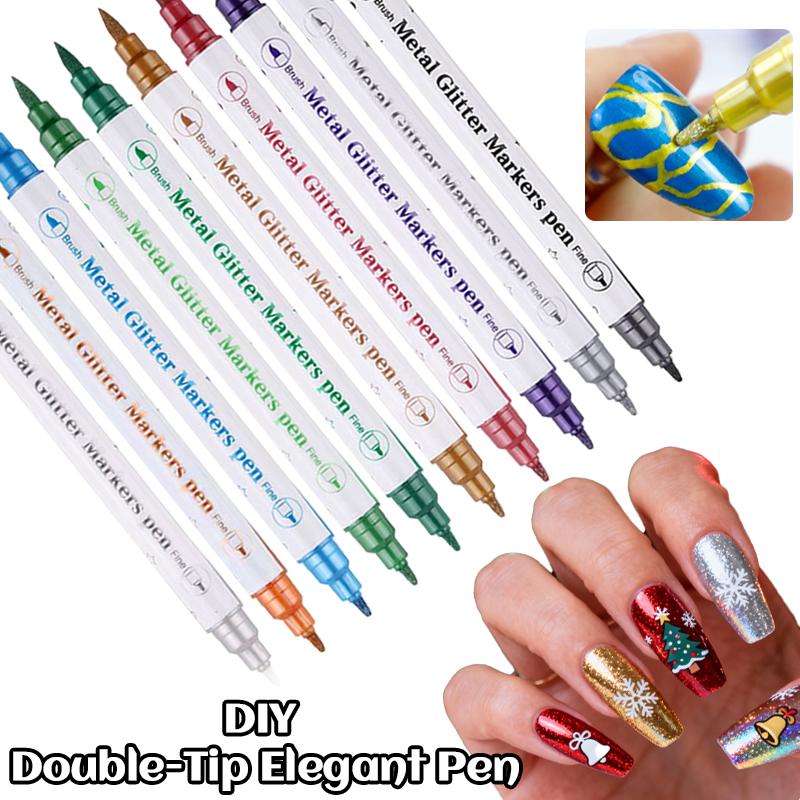 10-Color Quick-Dry Nail Polish Markers, 3D Metallic Nail Art Pens with Fine Tip for Precise Drawing, Easy-Control Liner Kit for Gel, Acrylic & Natural Nails, Beginner Friendly DIY Manicure Tools for Salon & Home, Nail Art Supplies Gift for Women & Kids