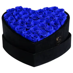 36 Royal Blue Roses - Heart Box