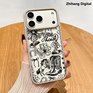 Retro Western Cowboy Magnetic Phone Case Supports Wireless Charging for iPhone 17 Pro Max 17Air 16 Plus 15Pro 14 13 12 11 Advanced fashion gift  Shockproof Durable and drop-resistant Soft Silicone Transparent Acrylic Cover Suitable