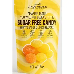 Andy Anand Chocolatier Sugar Free Hard Candy Individually Wrapped -Orange & Lemon Mixed Flavored, Made in Italy Gluten Free Enhanced with Vitamin C, Lemon Hard Candy Keto Stevia Sweetened Candy (7 Oz)