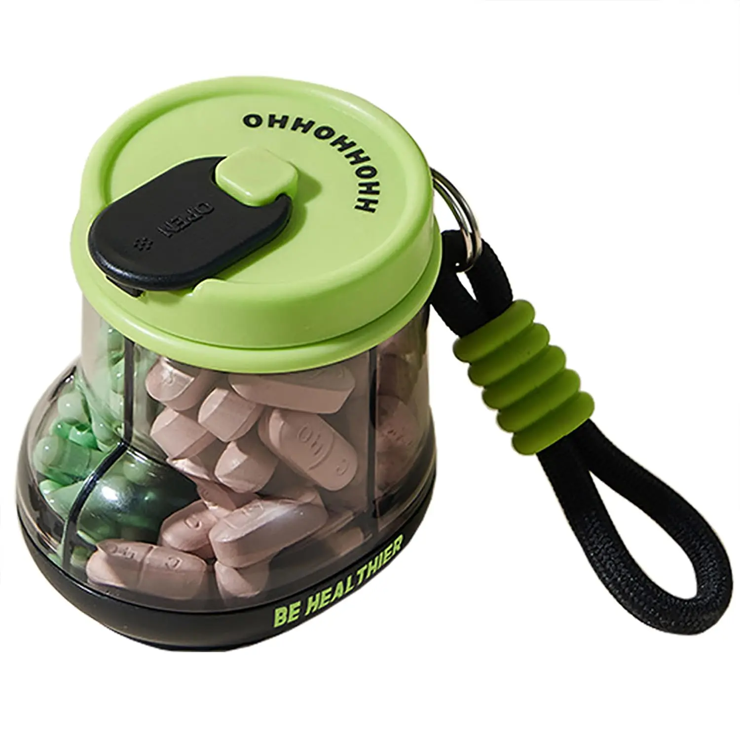 SNAXX Mini Rotating Snack Box, 4-Compartment Portable Dry Snack Container for Candy, Nuts, Cereal and Travel