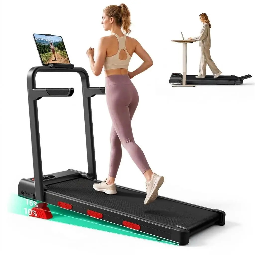 UMAY 16% Incline Treadmill for Home and Office, 3-in-1 Portable Foldable Under Desk Walking Pad,  2.5 HP Quiet with Diamond Pattern Belt,  Home Exercise Equipment Home Gym Equipment
