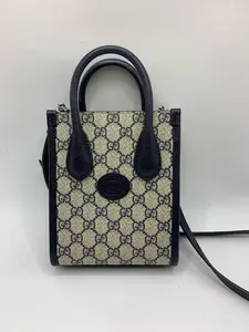 Pre-owned GUCCI Classic Monogram Mini Music Book Tote Bag, Black Tag 037, 98% New Condition, Style Code: 04092, Size: 16 × 20 cm