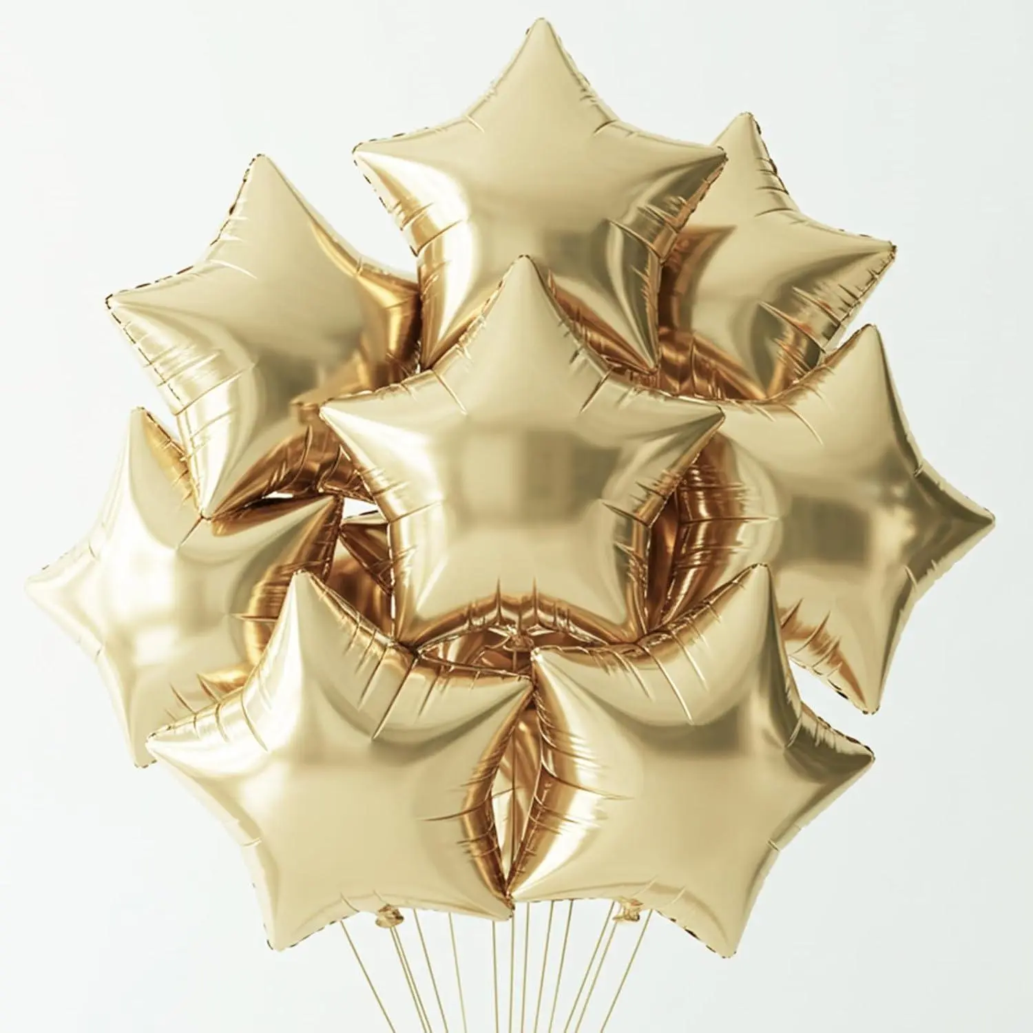 15Pcs 18 Inch Large Champagne Gold Star Shape Foil Balloons Big Light Gold Stars Helium Mylar Ballons For Birthday Wedding Baby Shower Anniversary Engagement Party Decorations Supplies