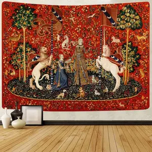 Medieval Lady & Unicorn Tapestry for Bedroom, Living Room, Apartment & Dorm Decor