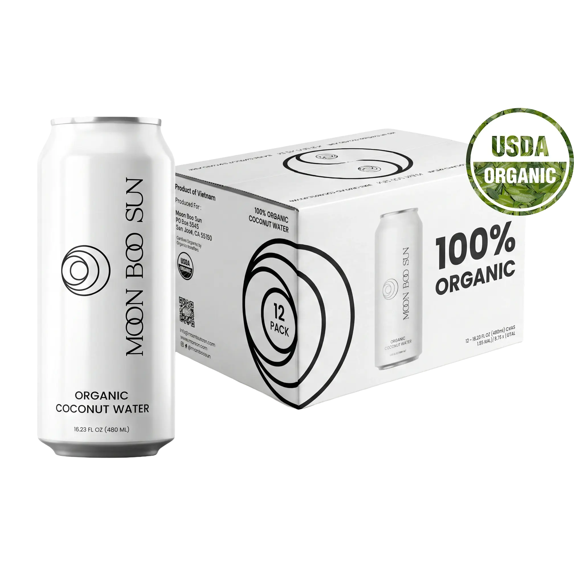 Moon Boo Sun 100% Organic Coconut Water (12 Cans)