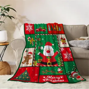 Christmas Decorative Throw Blanket Red Green Plaid Throw Blanket for Couch Sofa Bed Soft Cozy Lightweight Fuzzy Plush Fleece Blankets and Throws Xmas Winter Blanket 50x60