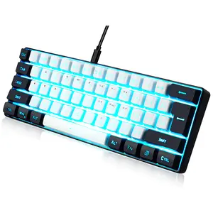 Gaming Keyboard Minimalist Portable Wired Ultra-Compact Mini Imitation 61 Keys RGB Backlit Keyboard