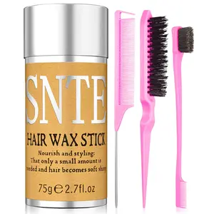 Hair Wax Stick & Slick Back Hair Brush – Frizz Control for Women & Kids, Non-Greasy & No Residue – Smooths Flyaways