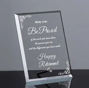Retirement Gifts Idea for Men Women, Unique Personalized Laser Engraved Crystal Plaque for Parents Doctor Boss Teacher Coworker Friends, Keepsake for Happy Retirement Party, Celebration