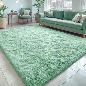 G-DAKE Ultra Soft Fine Plush Shaggy Rug, Anti-Slip Fluffy Mint Green Area Rug, Cozy Skin Friendly Carpet for Baby Room Bedroom Living Room Home Decoration