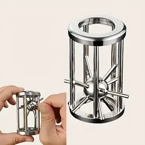 2pcs Metal Puzzle Cage Thorns Ball Lock Iq Toy, Children & Adults Brain Teaser, Educational Student Unlocking Ring Game