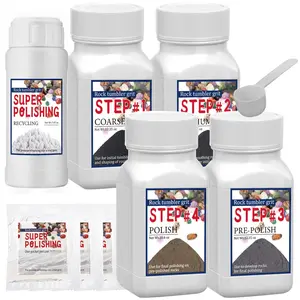 Rock Tumbler Grit Set - Super Polishing Rock Tumbler Grit Media & Upgrade Step (Polishing Ball Beads + Brightener) for Any Brand Rock Polishers
