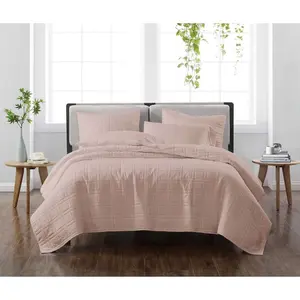 Twin/Twin XL 2pc Heritage Solid Quilt Set Blush - Cannon: Reversible Coverlet, OEKO-TEX Certified