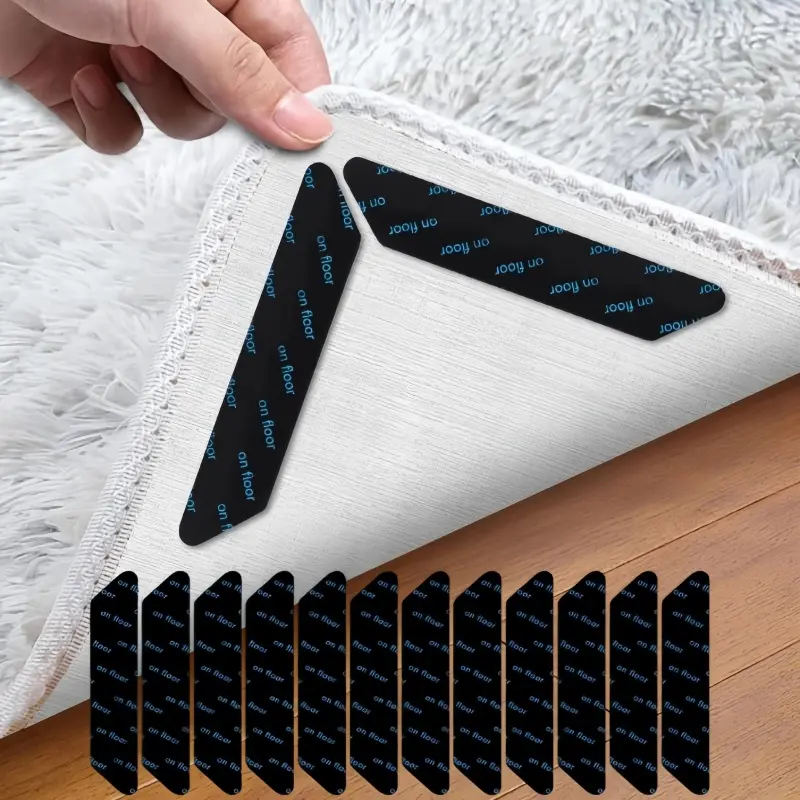 Room Essentials Self-Adhesive Anti-Slip Rug Stoppers, Reusable Floor Adhesion Tape Carpet Corner Grippers, Home Floor Protectors for Living Room, Bedroom (Home Improvement Accessory)