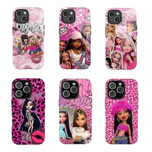 B-Bratz Doll Hard Phone Cases,Y2K Aesthetic Phone Case,Trending Cartoon Phone Case,Compatible for iPhone 17 Pro Max 16 15 14 13 12 11 for Samsung S21 S22 S23 S24 S25,Shockproof Durable Design,Tough phone case,for cool girls,gift for her