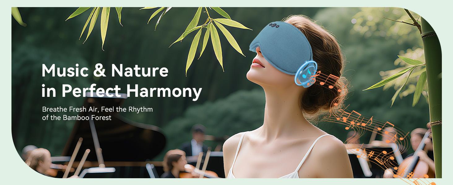 MUSICOZY Bamboo Cotton Weighted Bluetooth Sleep Masks, 3D Weighted Sleep Masks with Bluetooth 5.4 Headphones, Total Blackout Bluetooth Sleep Mask for Women Men, Weight Eye Mask for Sleeping, Ash Blue