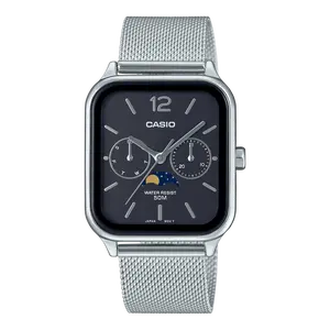 Casio Moon Phase Analog Watch MTP305MC-1AV, Classic & Stylish Watch for Men or Unisex, Stainless Steel Mesh, Date & Day Dials, 50M Water Resistant