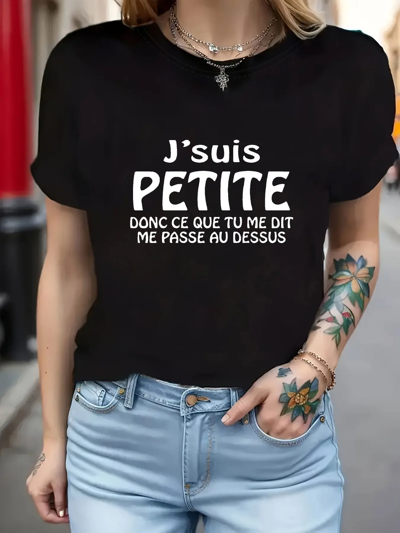 Women's French _I'm petite so that's what you told me. unisex soft cotton short sleeve t shirt, vintage graphic casual tee for men women teens, perfect birthday holiday gift for camping travel gym daily street  wear