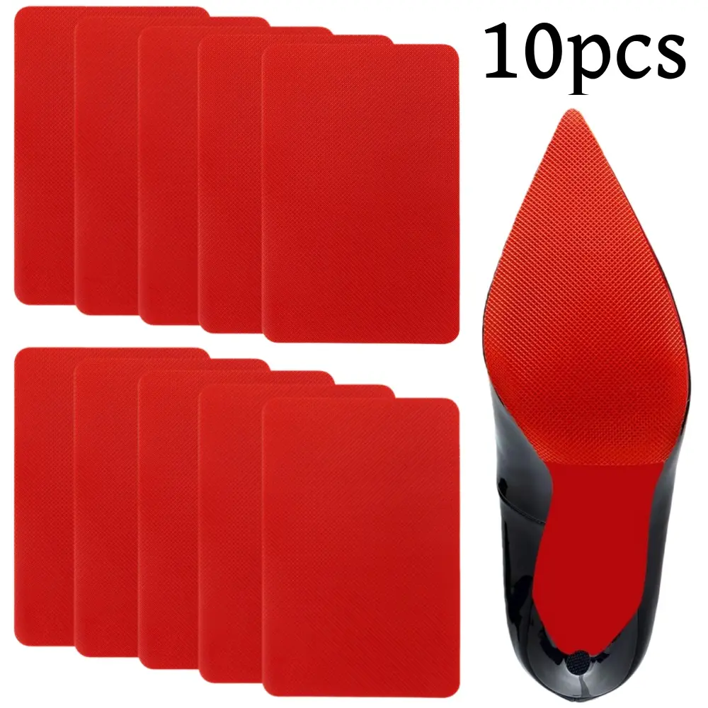 10 pcs Self-Adhesive Shoe Bottom Protector Anti Slip Shoe Grips Pads Red Bottom Shoe Sole Protector Anti-Slip Shoe Grips Protector