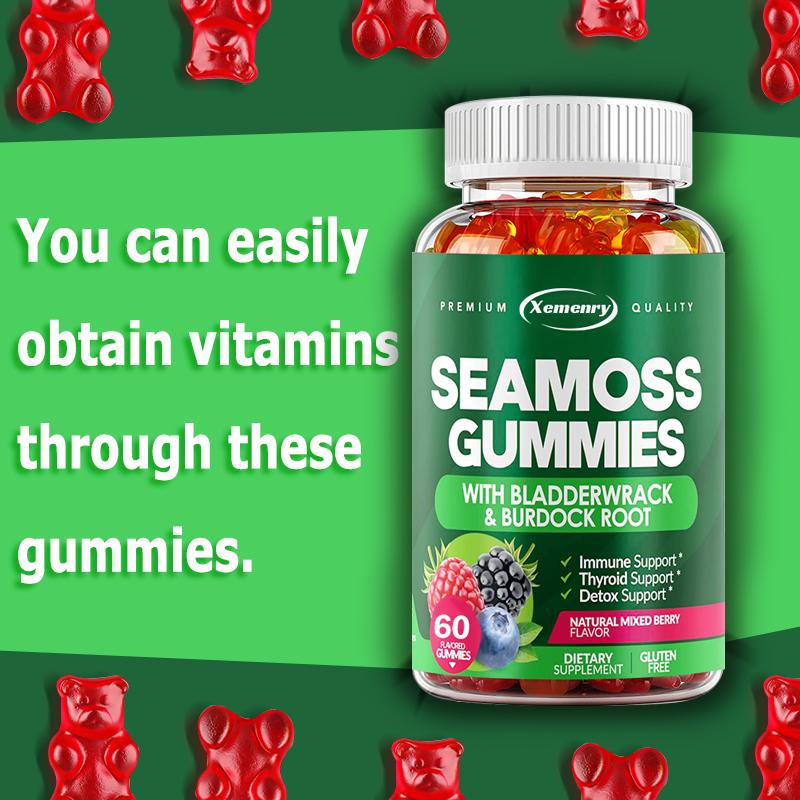 SEAMOSS GUMMIES--IMMUNE BOOSTER/DETOX SUPPORT/thyroid Support/SUPPORT FOR DIGESTIVE SYSTEM/GLUTEN-FREE/DAIRY-FREE/NON-GMO/100%VEGAN-USA PRODUCT