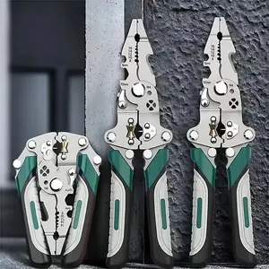 1PCS Foldable Wire Stripper Multifunctional Electrician Tool, Includes Crimping, Cutting, and Wrench Functions, Compact Fold Design for Easy Storage, Hand Tools