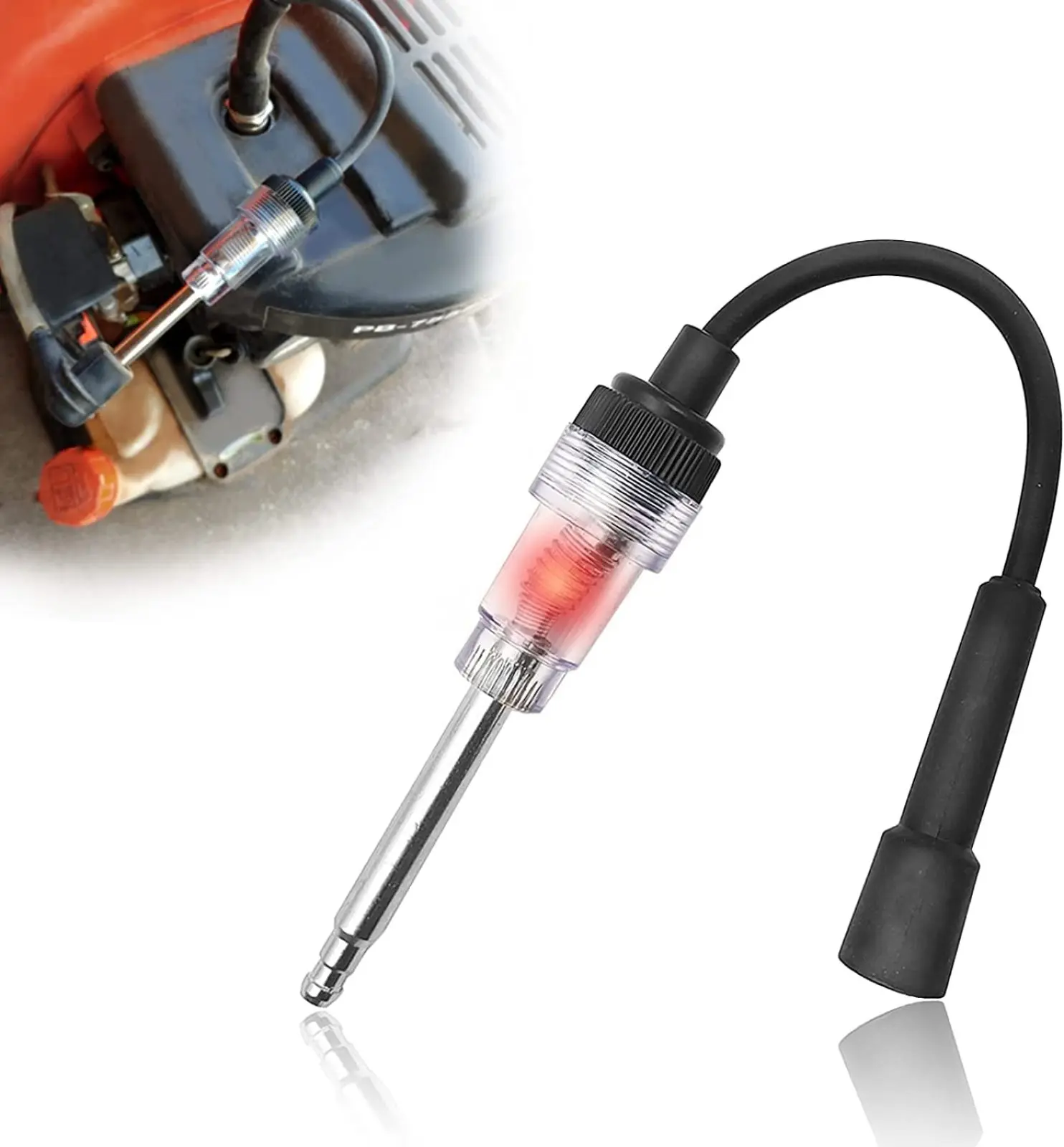 Inline Spark Tester - Straight Boot Ignition Tester Plug Engine Ignition, Pick Up Coil/Armature Diagnostic Detector Tool for Automotive/Car/Lawnmower