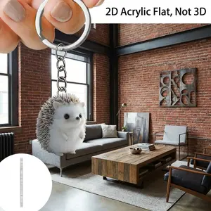 2D Flat - 1 Piece Cute Hedgehog Pattern Keychain | 2D Flat Acrylic Multifunctional Keychain Decoration for Cars, Phones, Backpacks, and Wallets – Perfect for Birthday Gifts