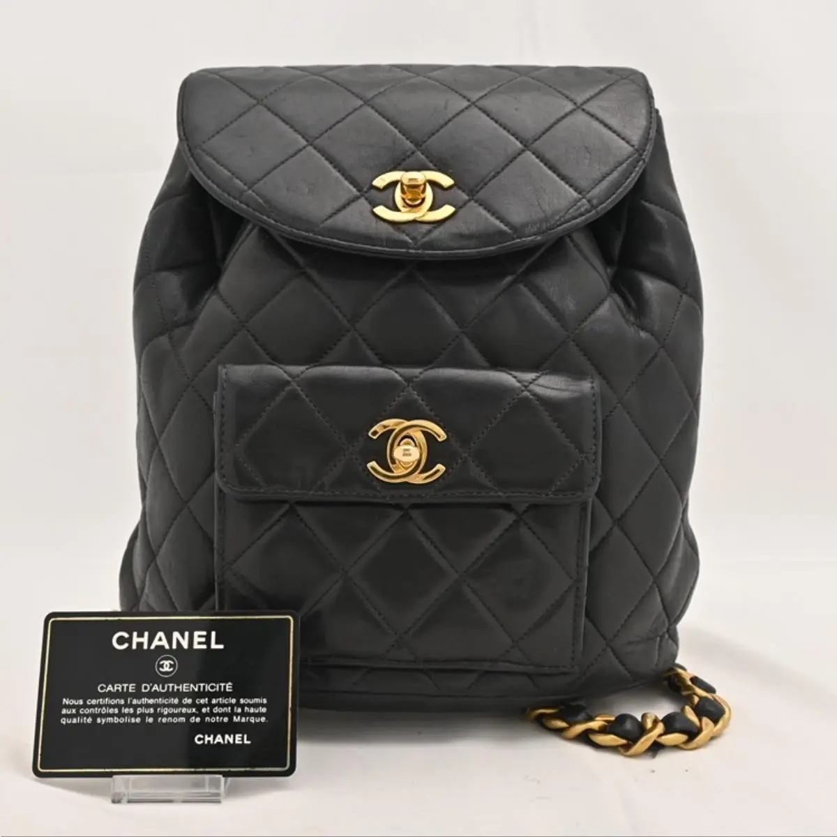 Pre-owned CHANEL As Shown Backpacks Coco Mark Matelasse Chain Backpack Black ch33347cc