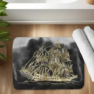 360 stand Absorbent Vintage Old Sailing Ship Illustration Bath Mat, 17x24 in Rectangle Bathroom Decor Accent, Home Bathroom Supplies