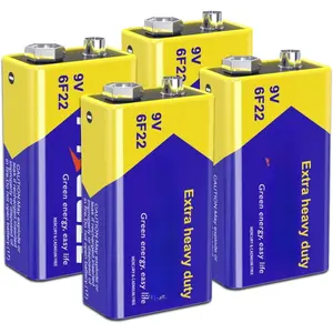 9V  Carbon Zinc for  Detectors 6F22 , 10-Year Shelf Life,Ultra Long-Lasting(4 Count)