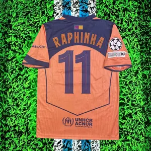 2025-2026 Away Orange Football Jersey Raphinha No. 11