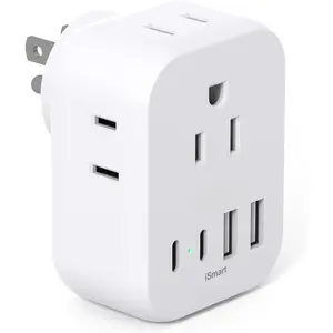 L-PSP018  Travel Cruise Ship Essentials, Travel Plug Adapter with 4 Outlets 4 USB (4 USB-C), Cruise Approved Power Strip Non Surge Protector, Multi Plug Wall Outlet Extender, Travel Cruise Must Have Accessories