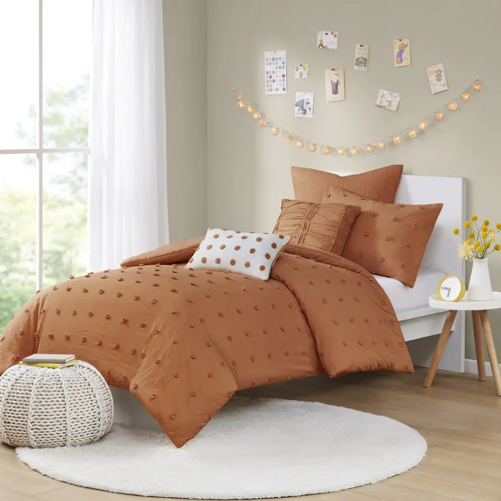 Cotton Jacquard Comforter Set with Euro Shams and Throw Pillows, Brooklyn