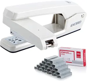 Swing-Arm 360° Swivel Stapler – 25 Sheet Capacity Desk Stapler with 1000 Staples for Booklet & Book Binding (White)