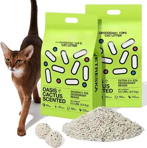 Tofu  Litter,  Kitty Litter  Clumping Flushable Pellets, Ultra Water Absorbent Deodorant Tofu Litter, Dust-Free Low   Litter, Cactus(5.5lb2bags)