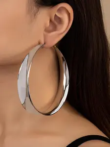 1 Pair Women's Elegant Simple Style Plain Color Hoop Earrings, Minimalist Earrings, Versatile Earrings, Casual Trendy Hoop Earrings, Fashionable Jewelry For Daily & Party Decoration