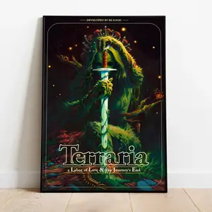 Terraria Gaming Poster _ Retro Game Wall Art _ Unframed Gaming Room Print _ Gift Game Poster