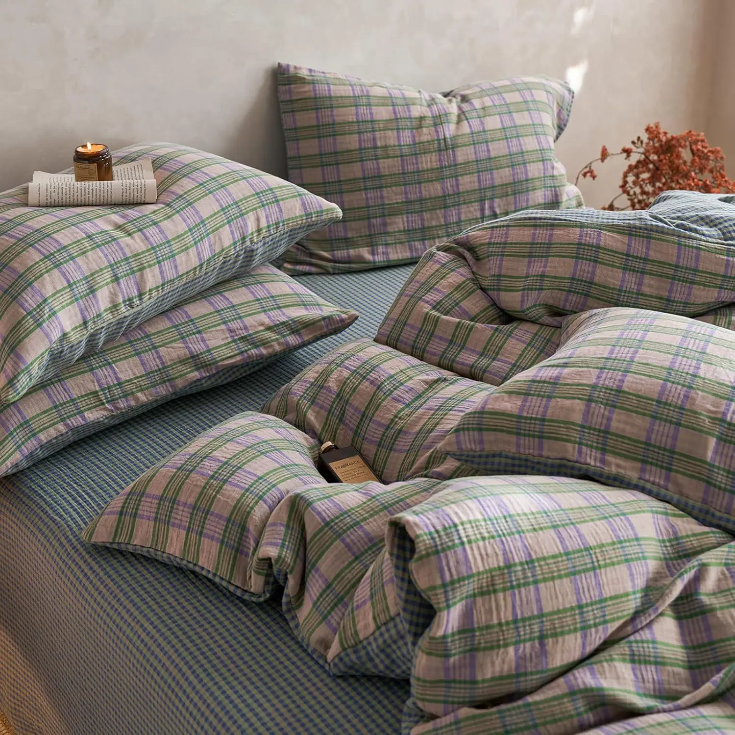 Muslin   06 Green Pink Plaid