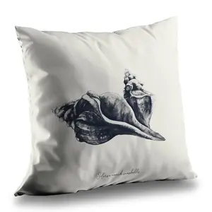 Begin Home Decor C1PT16166IXBBG 16 x 16 in. Blue Horse Conch Seashells - Blue Poly Twill Throw Pillow