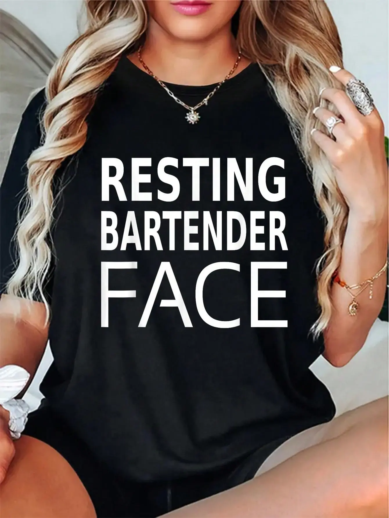 100% Cotton Funny Bartending Resting Bartender Face Gifts For Men Women T-Shirt