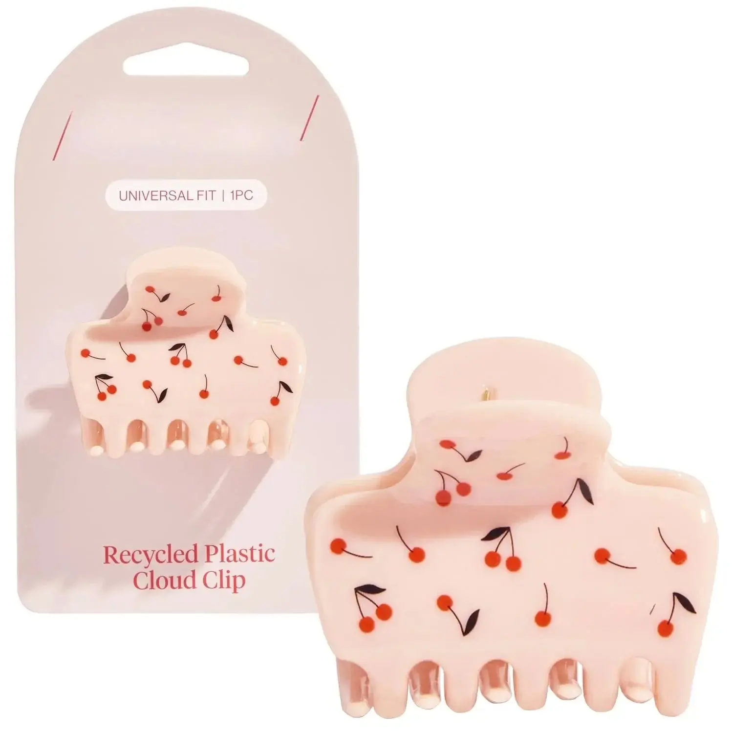 Medium Hair Clips for Women – Strong Hold Claw Clips for Thick or Thin Hair – Recycled Plastic, Non-Slip, Durable – Cherry Print | Ideal Gifts for Women – 1pc