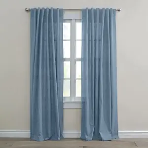 BrylaneHome Poly Cotton Canvas Back-Tab Panel - 48" W 96" L, Carolina Blue