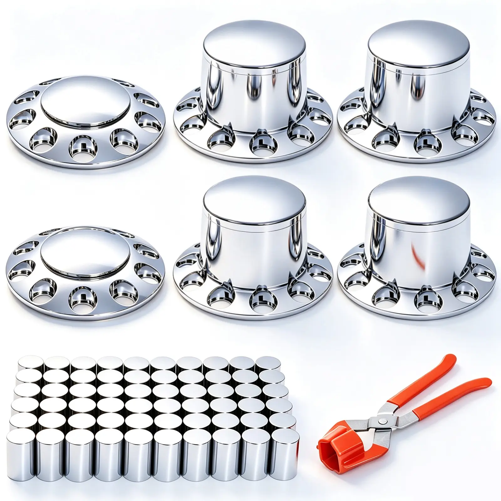 6PCS Chrome 33mm Axle Wheel Covers Set - Front & Rear 60 Thread-On Cylinder Lug Nut Covers, ABS Plastic Rustproof Waterproof Auto Replacement Trim, Easy Installation Truck Accessories, Enhances Truck's Style, Durability In Any Environment